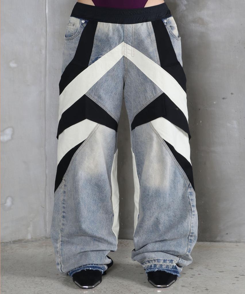 Sumilo Semi-Wide Origami Upcycled Denim Pants Unisex