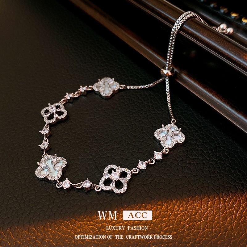 Adjustable Zircon Flower Bracelet Women Elegant Floral Design Tone Fashionable Daily Wear Jewelry