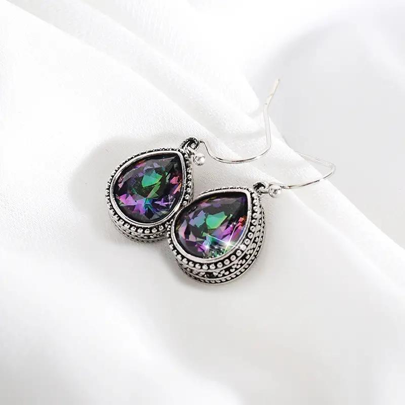 Серьги-подвески Huitan Waterdrop с разноцветным кубическим цирконием, винтажные аксессуары для женщин на вечеринку, уникальный подарок, элегантные женские украшения