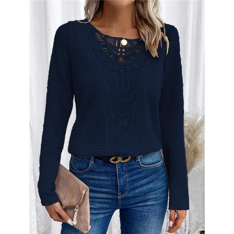 Кружевная футболка с длинным рукавом