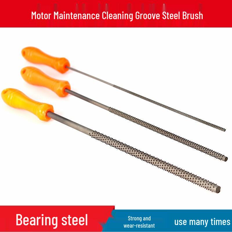 Non-Shedding Steel Brush for Motor and Pump Groove Cleaning, Rust Removal