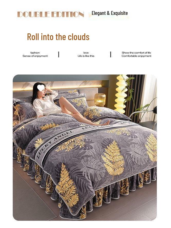 G5Z9 Jin Double-Sided Thickened Velvet Four-Piece Bedding Set for Weddings