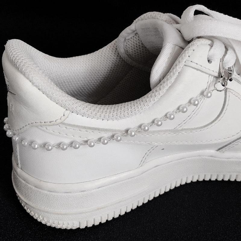 Двойной слой жемчуга сердце цепь пряжки для обуви украшения холст доска обувь аксессуары креативная мода простая обувь ювелирные изделия