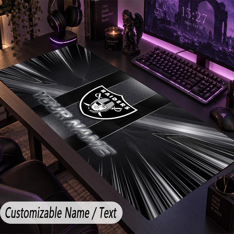 Large Mouse PadLas Vegas Raiders Custom Name Text Personalized Desk Mat Non Slip Gaming Pad