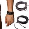 Men's Women's Multilayer Faux Leather Braided Rope Adjustable Bracelet Bangle