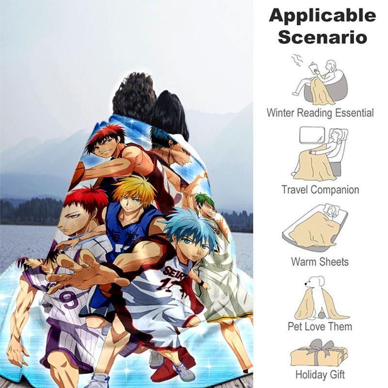 1pc Blanket Kuroko's Basketball3 Print Design, Lightweight Blanket for Sofa, Bed- Soft &Warm, Gift for All Seasons like Christmas, Halloween