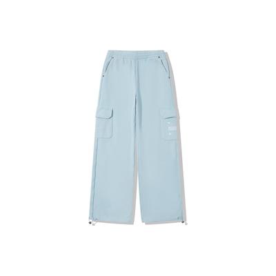Li Ning X Pleasures Collaboration, однотонные, прямые, свободные, с множеством карманов, спортивные брюки, женские брюки, цвет «незабудка-синий» AKLTB52-2
