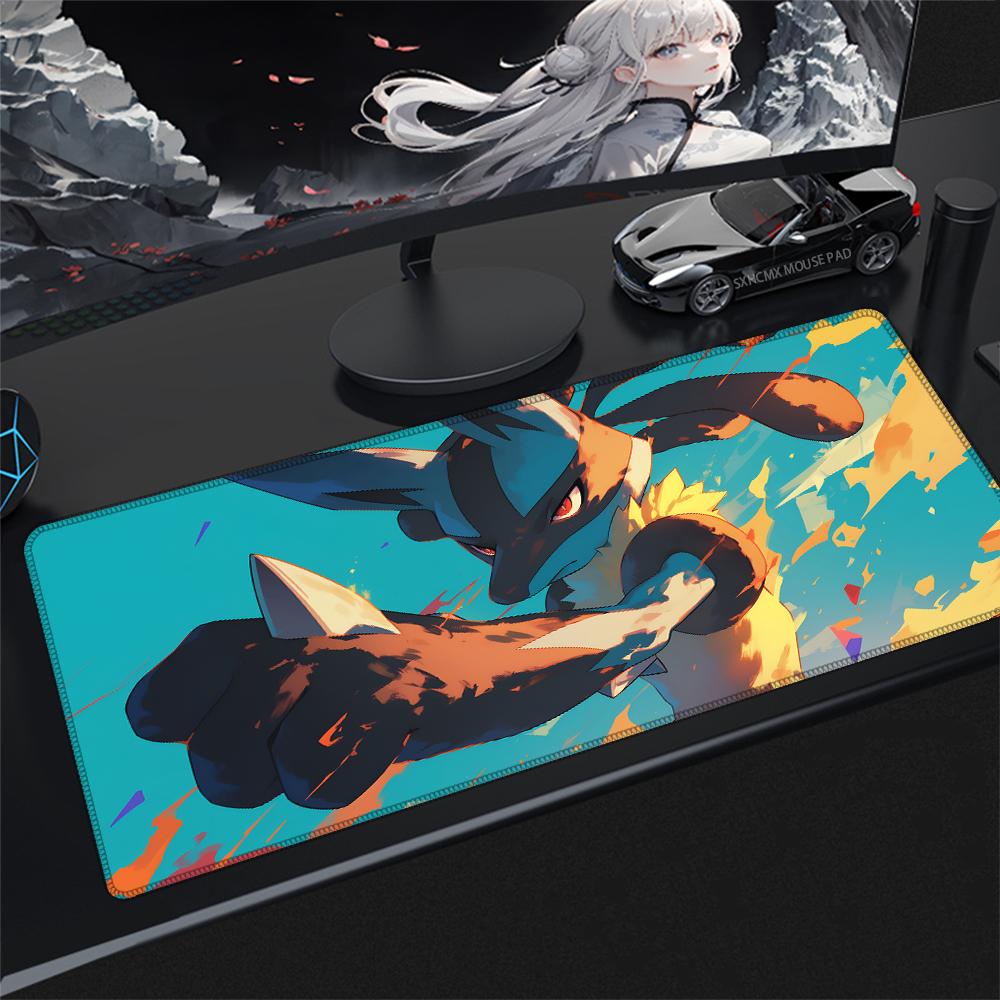 P Lucario Gaming Mouse Pad Large Extended Desk Mat Anime Pc Gamer Accessories Big AntiSlip Playmat for Computer Laptop