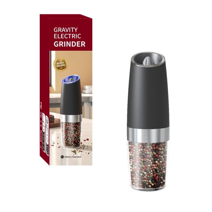 Набор из 1/2 электрических гравитационных мельниц для соли и перца, регулируемая степень помола, питание от батареек со светодиодной подсветкой, управление одной рукой для кухни