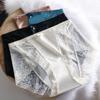 Женские летние тонкие шелковые трусы со средней посадкой, однотонные кружевные лоскутные полупрозрачные нижнее белье, мягкие гладкие трусики