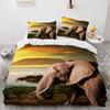 Small Elephant Duvet Cover Set 3D Print Cute Kawaii Wild Animals King Queen Size for Kids Teens Adults Animal Lover Bedding Set