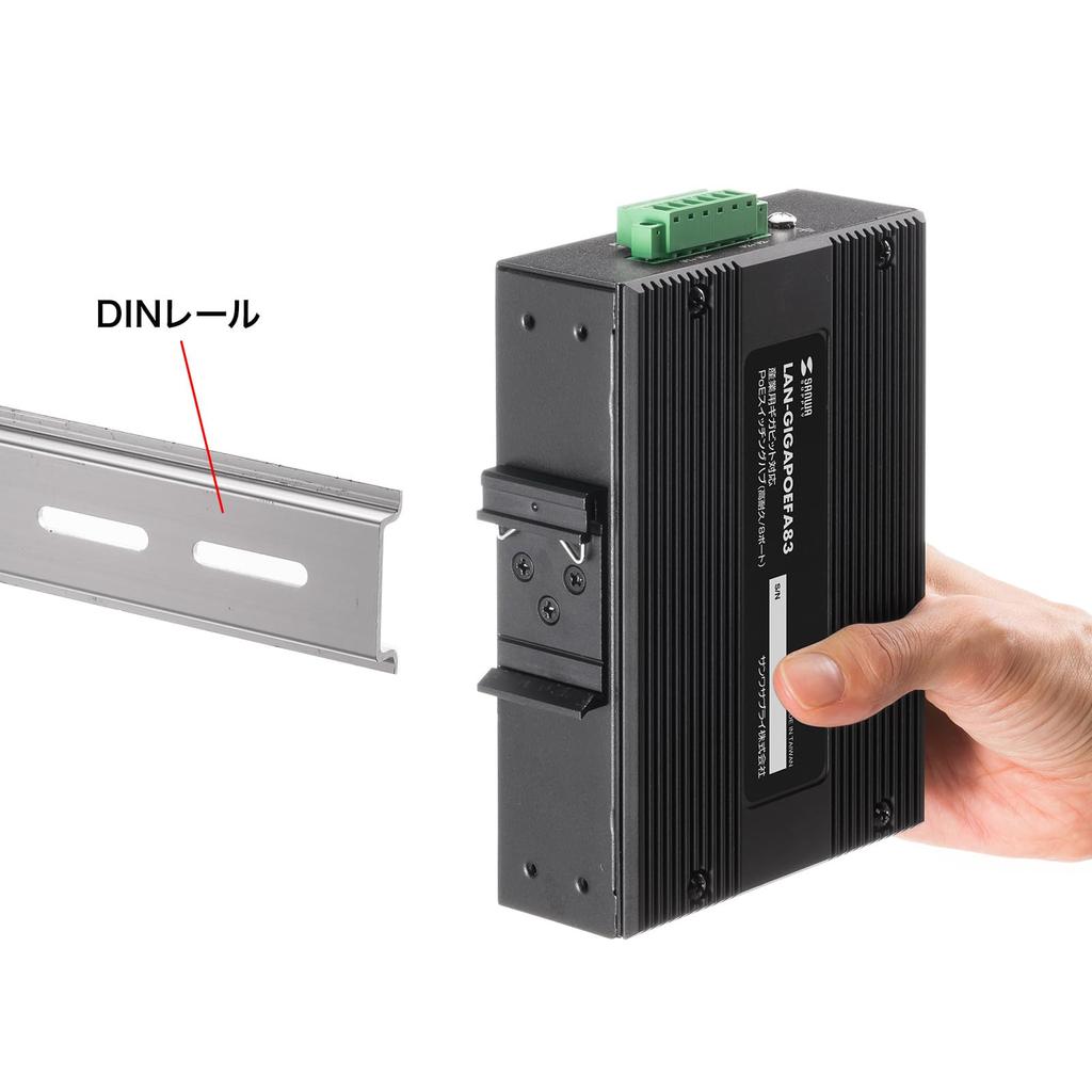 Sanwa Supply Industrial Gigabit Compatible PoE Switching Hub (High Durability/8 Ports) LAN-GIGAPOEFA83