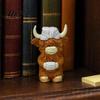 Healing Home Decor Pieces Highland Cow Resin Figurine, Cute Bath Cap Statue, Small Animal Sculpture for Table Desk Shelf Vanity Bathroom, Unique Gift