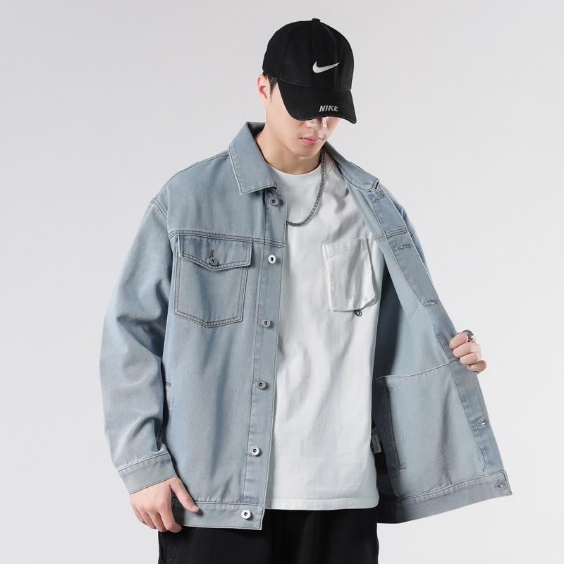 Осень Новая джинсовая мужская весенне-осенняя свободная куртка Повседневная универсальная молодежная джинсовая верхняя мужская верхняя часть
