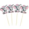 10pcs/set Elephant Cupcake Topper Pink/Blue Cake Toppers Paper Baby Shower Cakes Dessert Boy/Girl Birthday Parties Decoration
