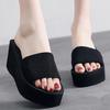 New Cool Slippers Summer Women's Platform One-word Drag Women's Muffin Slippers Slope Heel Beach Shoes Sandals Non-slip