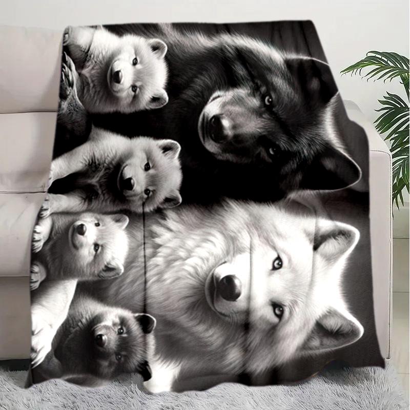 1PC Wolf Elements printed blanket, all season lightweight home office outdoor nap multifunctional blanket A9