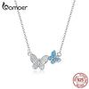 BAMOER Authentic 925 Sterling Silver Pave Setting CZ Flying Butterfly Necklace Original Brand Design Jewelry