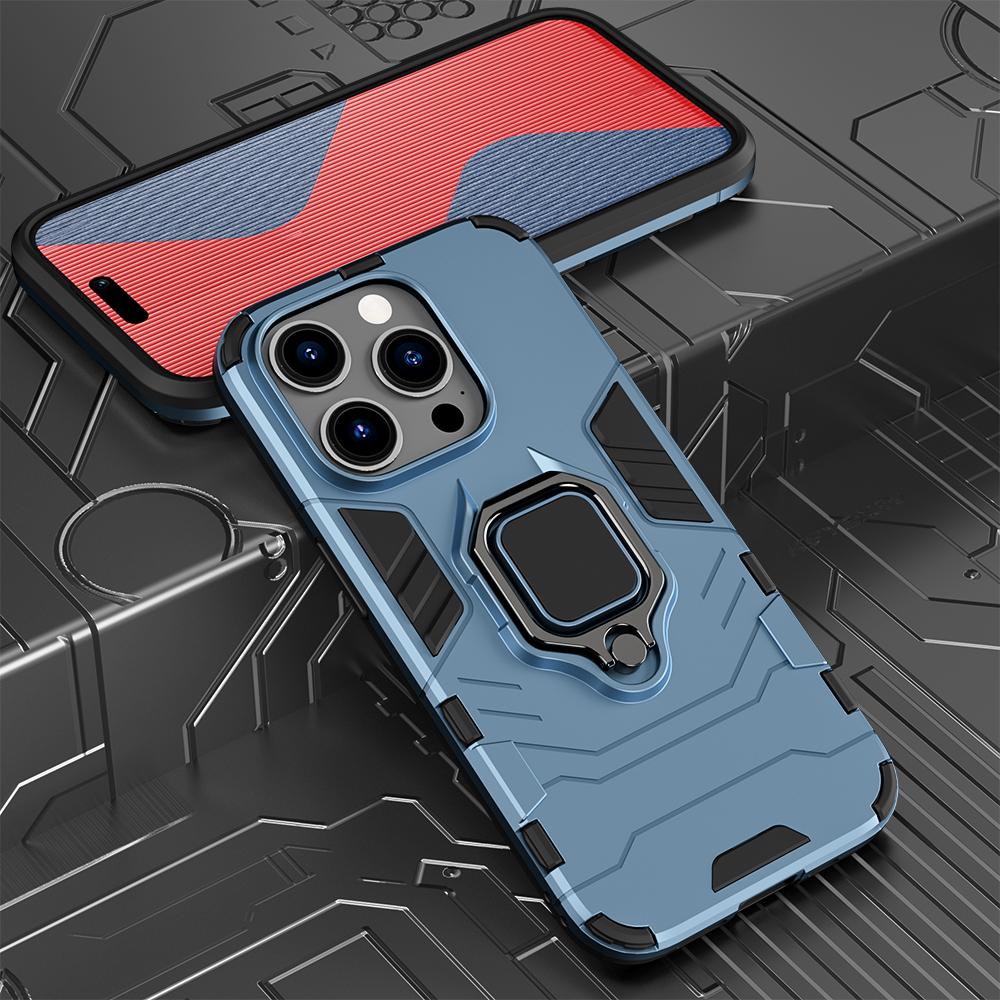 KEYSION Shockproof Armor Case for iPhone 15 Pro Max 15 Ultra Soft Silicone+PC Ring Stand Phone Cover for iPhone 14 13 12 11 Pro