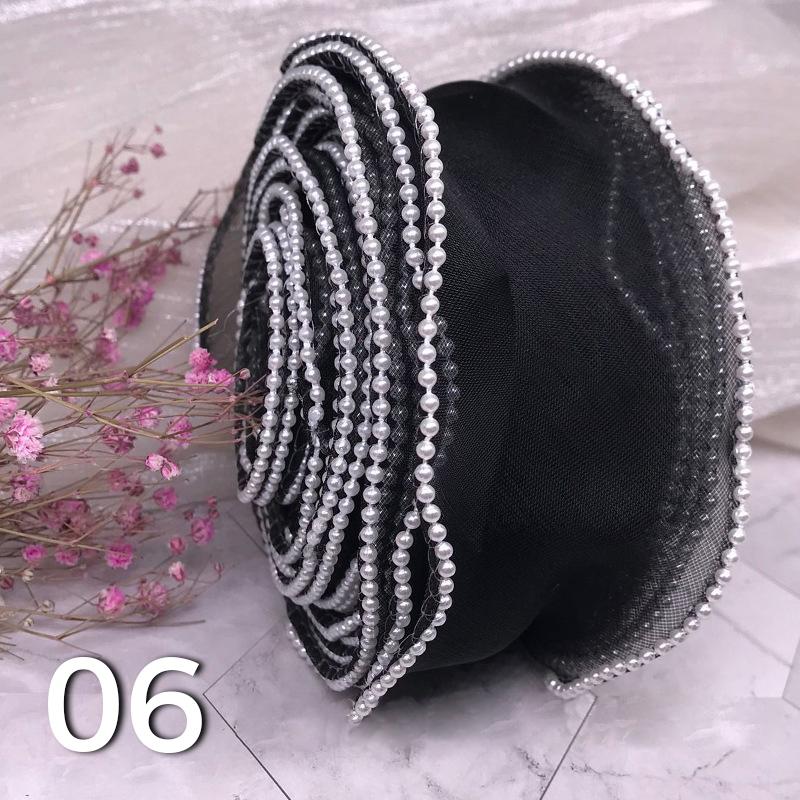 10 Yards Pearl Beads Wavy Edge Tulle Mesh Ribbon Trim DIY Clothing Dress Crafts Lace Fabric For Party Wedding Background Decor