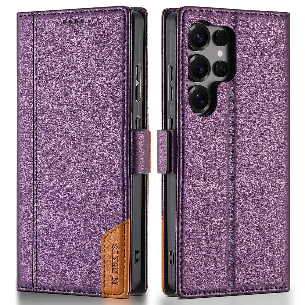 N.BEKUS P3 For Samsung Galaxy S25 Ultra Case RFID Blocking Wallet Stand PU Leather Flip Phone Cover