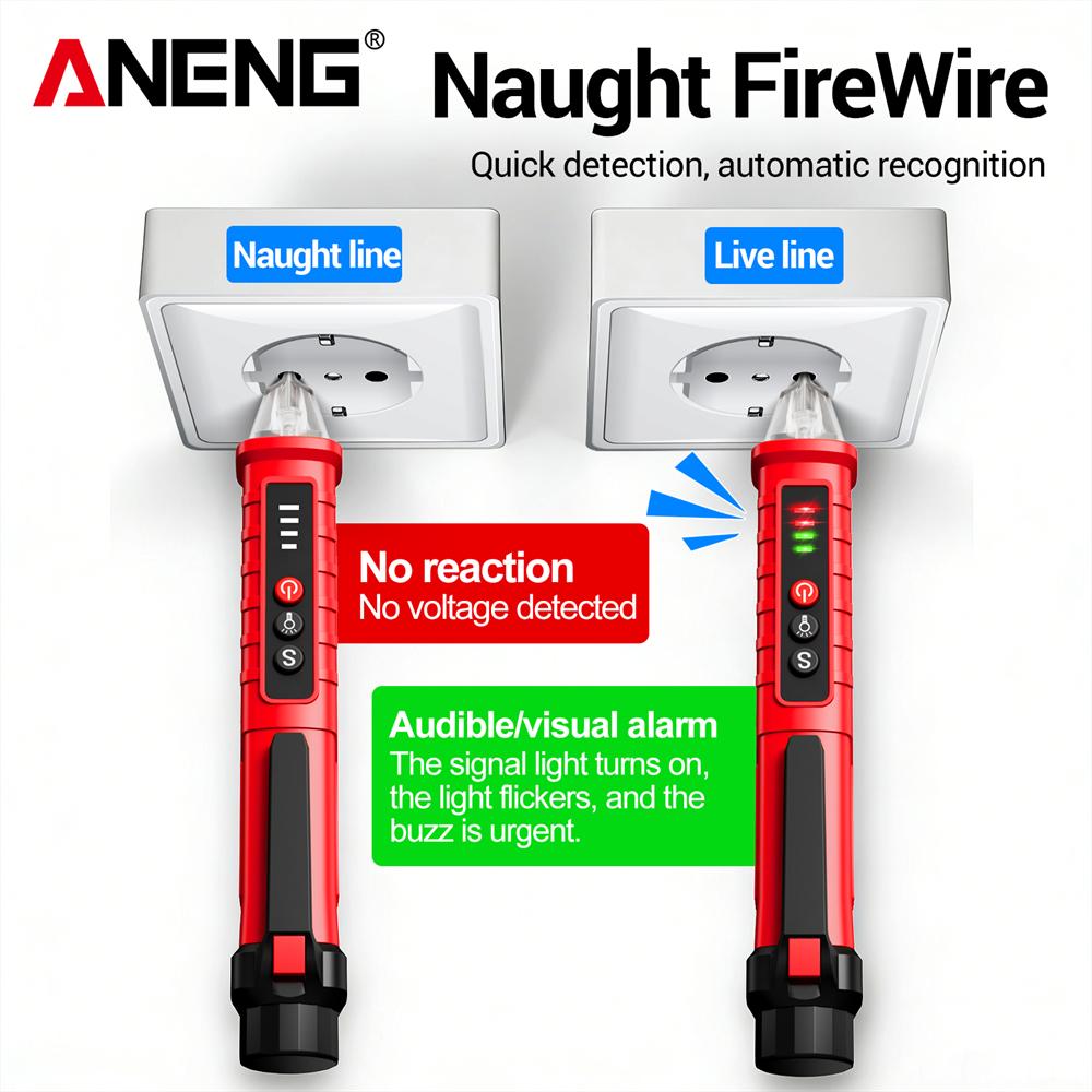 2026 ANENG VD802 Non Contact Voltage Tester 12V-1000V AC NCV Detection Live Wire Test Audible and Visual Alarm Flashlight Portable Electrician Tools