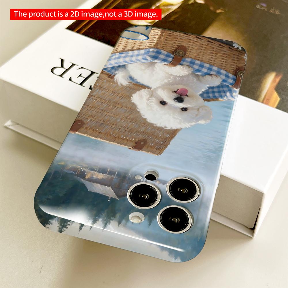 Cozy Puppy in Wicker Basket by Lake All inclusive film hard phone case, compatible with iPhone 18 Pro Max 17 16 15 14 13 12 11