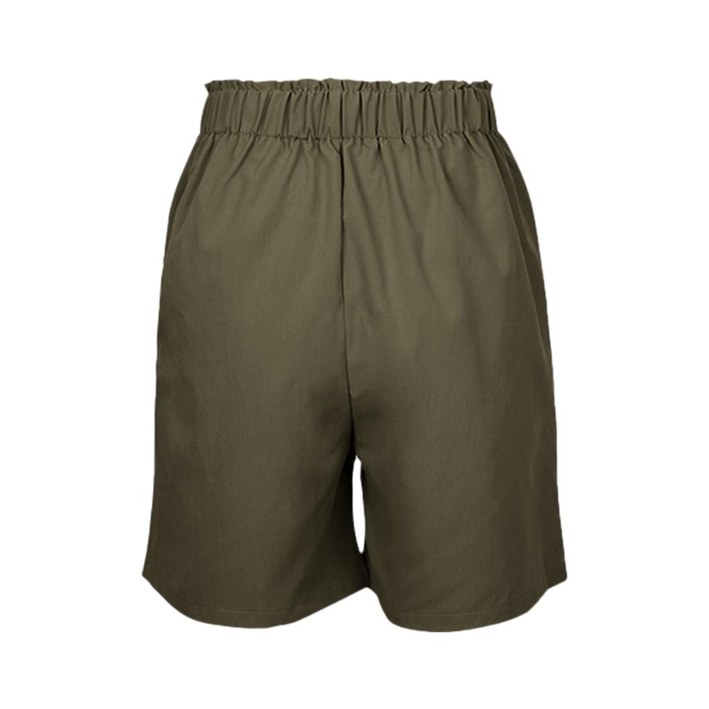 Однотонные повседневные женские шорты с высокой талией и широкими штанинами