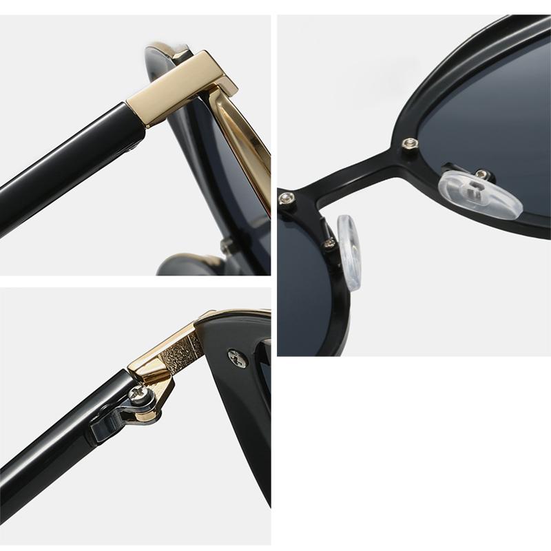 Неполяризованные женские солнцезащитные очки в полной оправе в форме кошачьего глаза, модные, с металлической оправой, популярные разноцветные линзы, элегантные розовые солнцезащитные очки