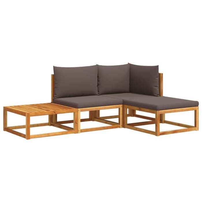 VidaXL Ensemble de canapés de jardin 4 pièces avec coussins en bois d'acacia et corde 3278824