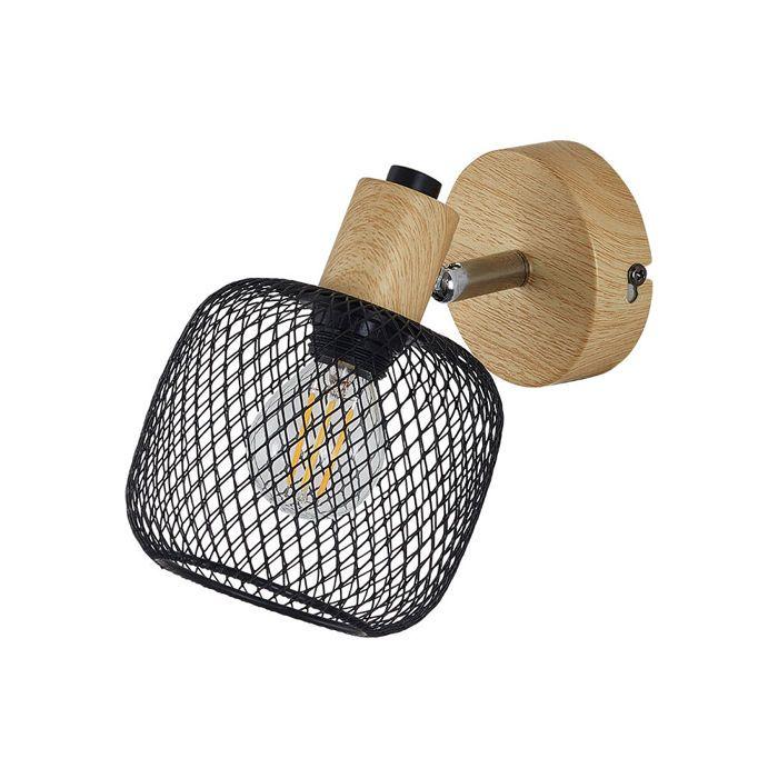 Applique LED murale 1xE14 23W IP20 – Noir &amp; bois