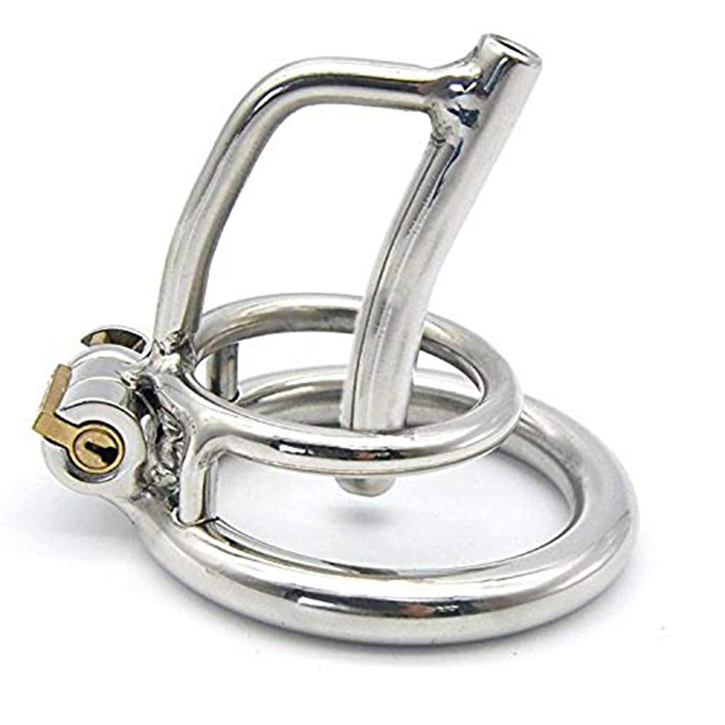 Stainless Steel Chastity Belt with Hollow Penis Plug Penis Restraint Training SM Goods SM Play Chastity Device Restraint for Men Fixed Ring Inner