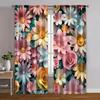 2pcs, Curtains&Drapes 2D Print Beautiful Purple and Pink Flowers Fabric (without Rod) Thermal Insulation, and Room Darkening