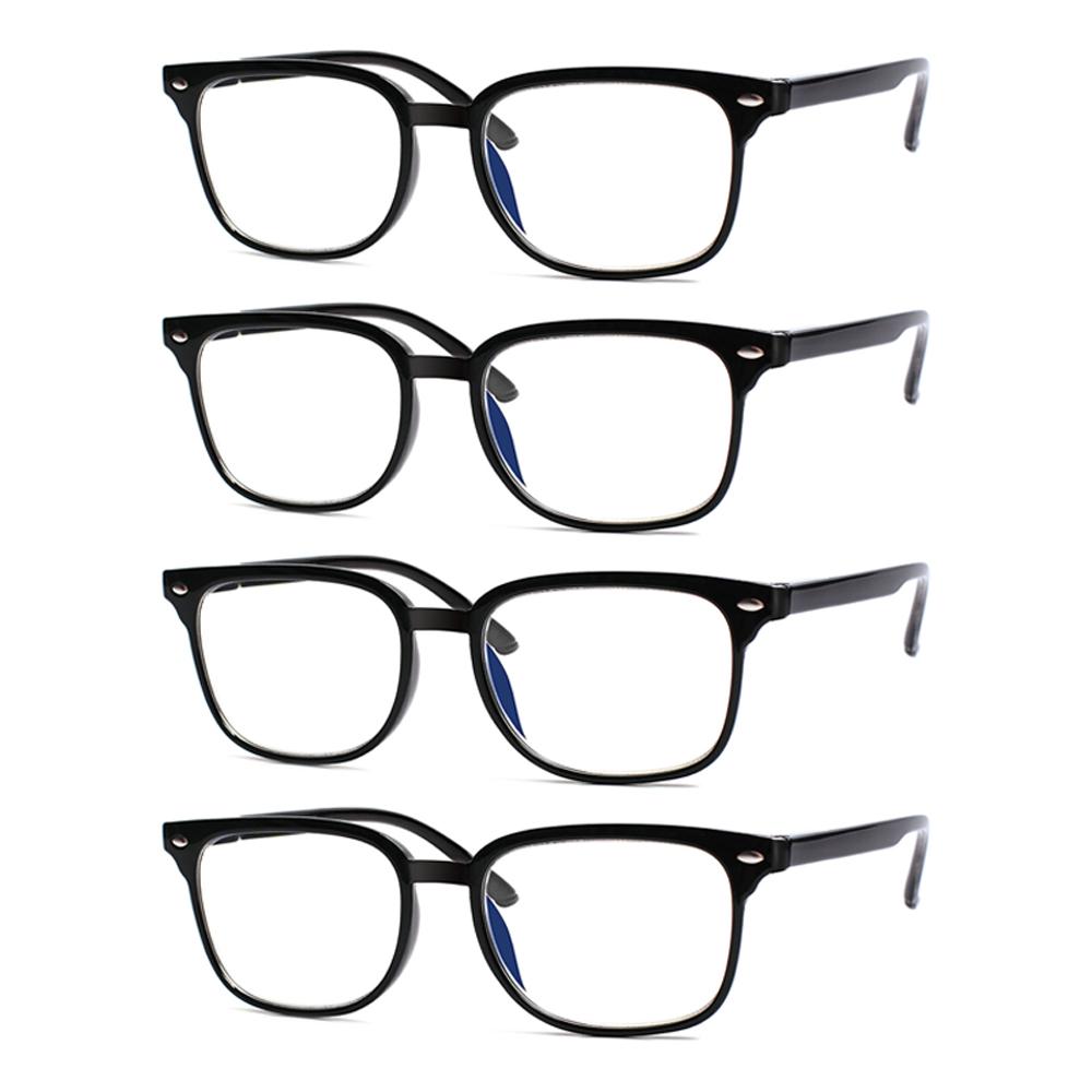 Turezing 4 Pack Reading Glasses Men and Women Blue Light Blocking Anti UV Computer Goggle Spring Hinge Eyeglasses