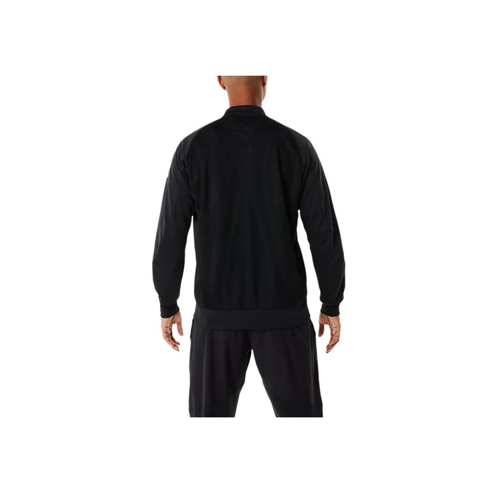 Asics Solid Color V-Neck Zip Long Sleeve Jacket Men Jackets Black 2031D757-001