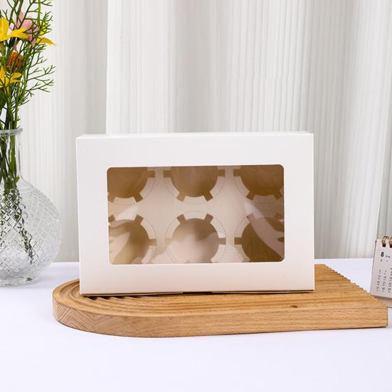 6 Pcs Cupcake Boxes Cupcake Containers Food Grade Material with Window Cookie Boxes Treat Boxes Holiday Wedding Birthday Party Bakery Supplies