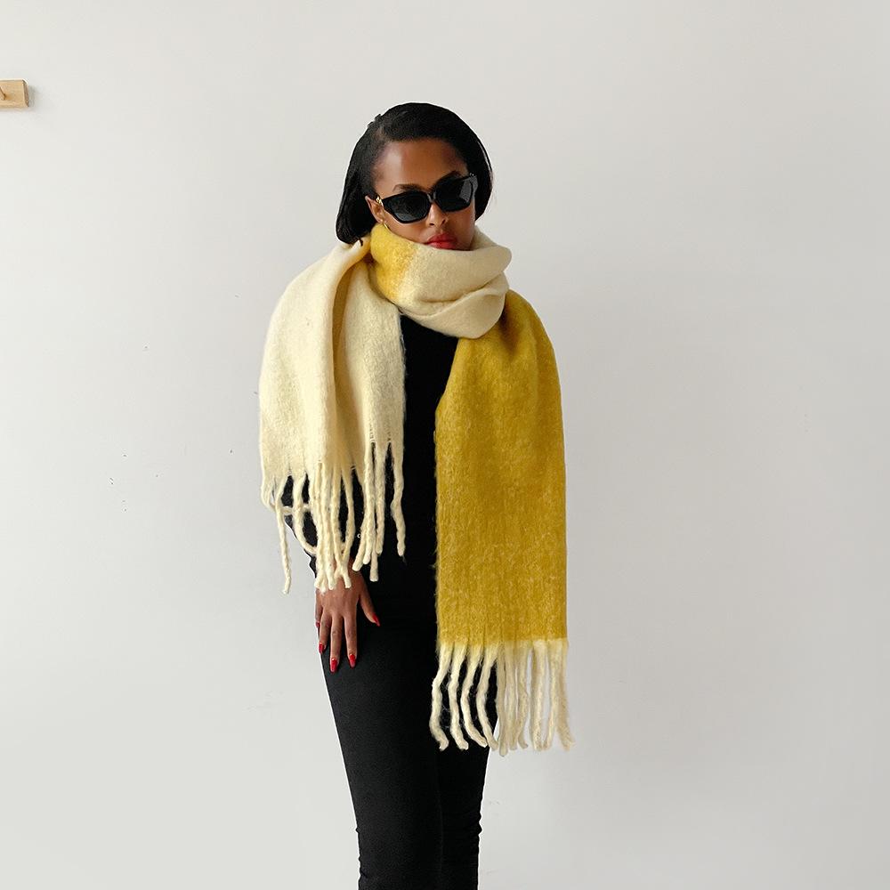 Autumn and Winter New Maillard Imitation Cashmere Plaid Scarf Women's Winter High Sense Versatile Shawl Thickened, Warm Circumference