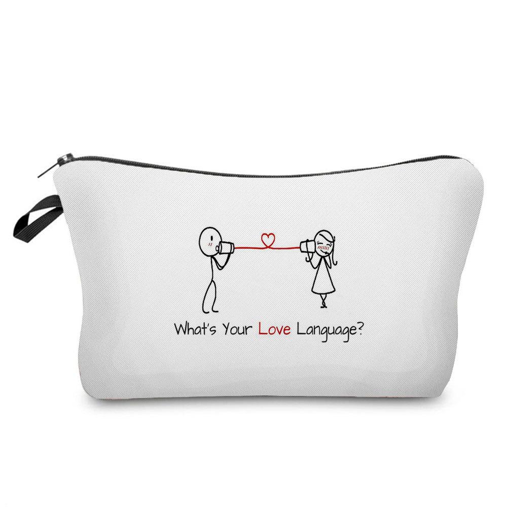 Женская косметичка с принтом Love для организации туалетных принадлежностей, дорожный органайзер для хранения 6385