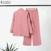 ZANZEA Fall Outfits Women Blazer and Pants Casual Two Piece Trouser Suit Set