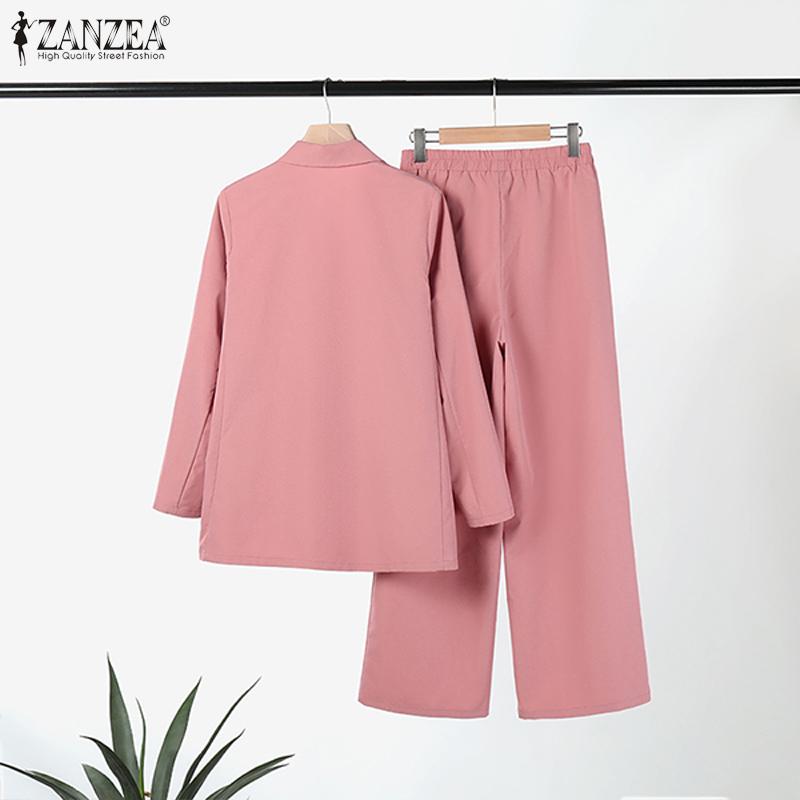 ZANZEA Fall Outfits Women Blazer and Pants Casual Two Piece Trouser Suit Set