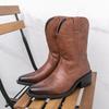 Мужские ботинки Мартин в западно-ковбойском стиле, средней высоты до середины икры - Дышащие, с вышивкой, высокие, без шнуровки, для верховой езды, осень и зима
