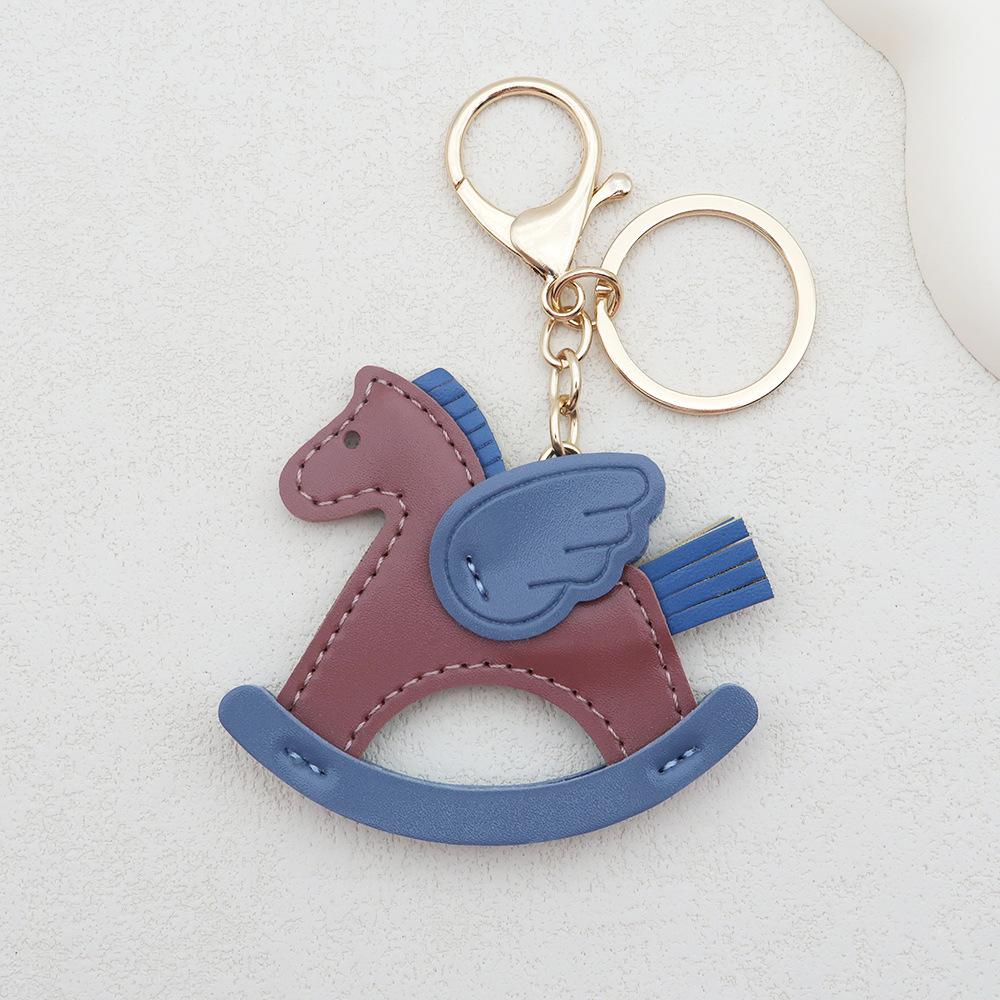 Women's Bag Charm Decoration Bag Pendant Cartoon Rocking Wooden Horse Women's Leather Bag Charm Key Chain Cute Bag Accessories Gifts