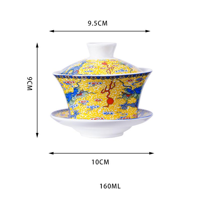 Chinese Kungfu Gai Wan Teaset China Glass Tea Sets Dehua Gaiwan Tea Porcelain Teapot Tea Set for Travel Beautiful Easy Kettle