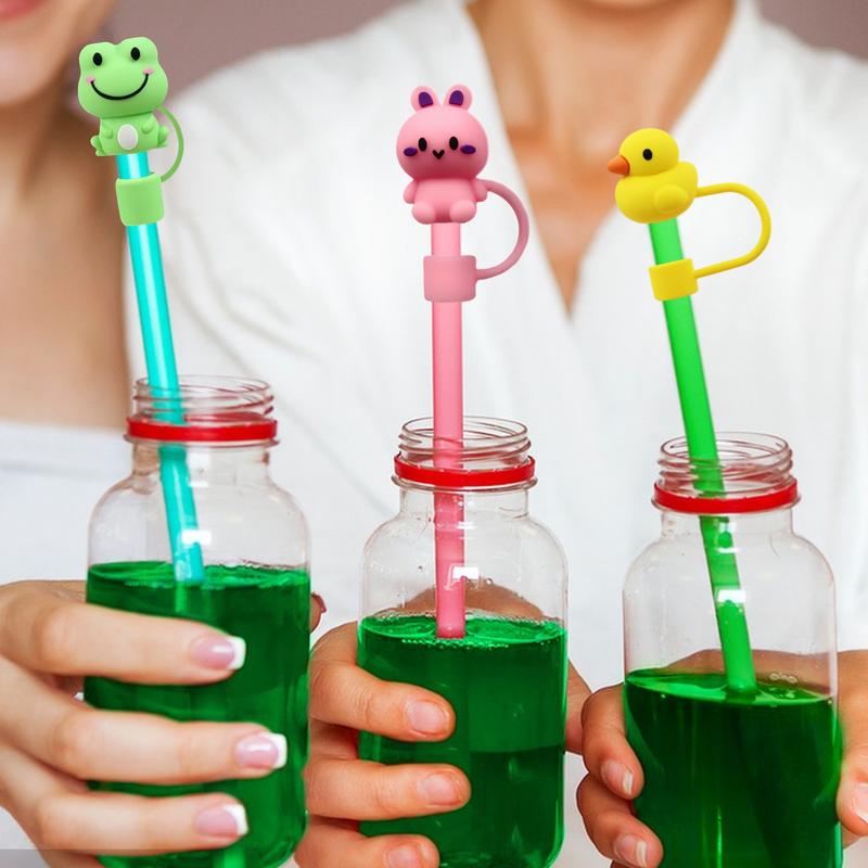 Straw Toppers For Tumblers Portable Straw Caps 3D Cute Animal Decorations Stopper Protector Topper For Women Water Adults Kids