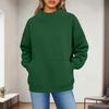 Women's Fashionable Casual Solid Color Round Neck Long Sleeved Pocket Sports Casual Pullover Sweatshirt Top