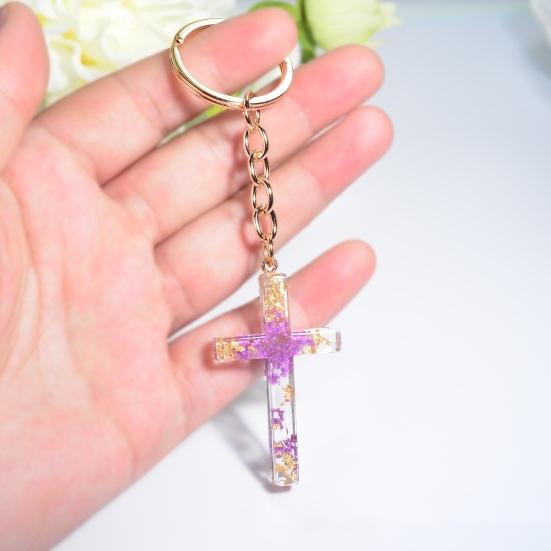 Брелок ручной работы из сушеных цветов, подвеска из смолы, многоцелевой сверкающий сувенир, подарки, брелок с крестом, сумка, орнамент для женщин и мужчин, ювелирные изделия, мода