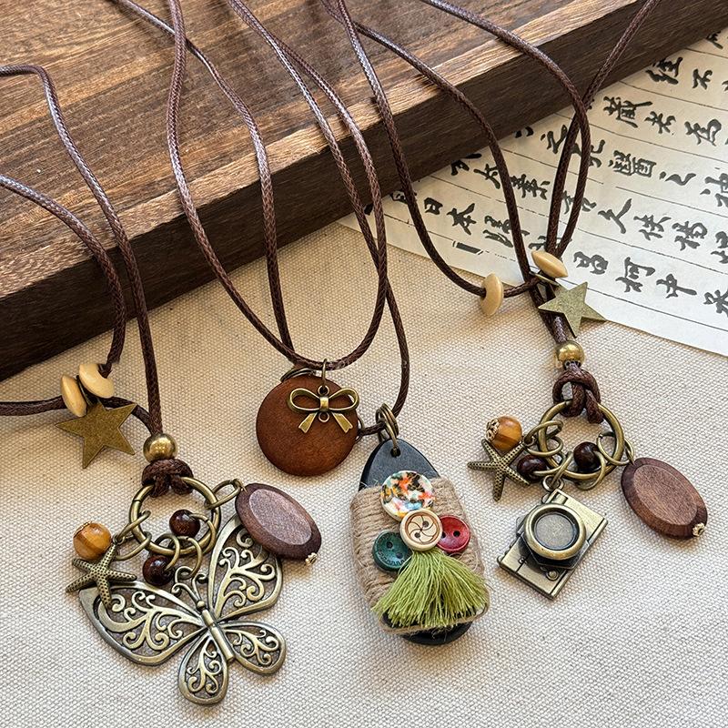 Богемное ожерелье-подвеска в виде бабочки для камеры, ретро этническая цепочка для свитера, вещи с индивидуальностью и премиальным чувством