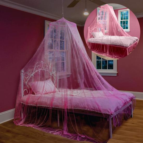 Одностворчатая москитная сетка для кровати, балдахин, однотонный дизайн, хорошая воздухопроницаемость, простая установка