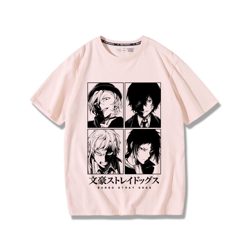 Футболка мужская из 100% хлопка с креативным принтом в стиле аниме «Bungo Stray Dogs», повседневная уличная модная мужская одежда для активного отдыха