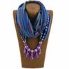 Vibrant Chiffon Infinity Scarf with Ethnic Print & Beaded Tassel Necklace – Women’s Boho Fashion Accessory